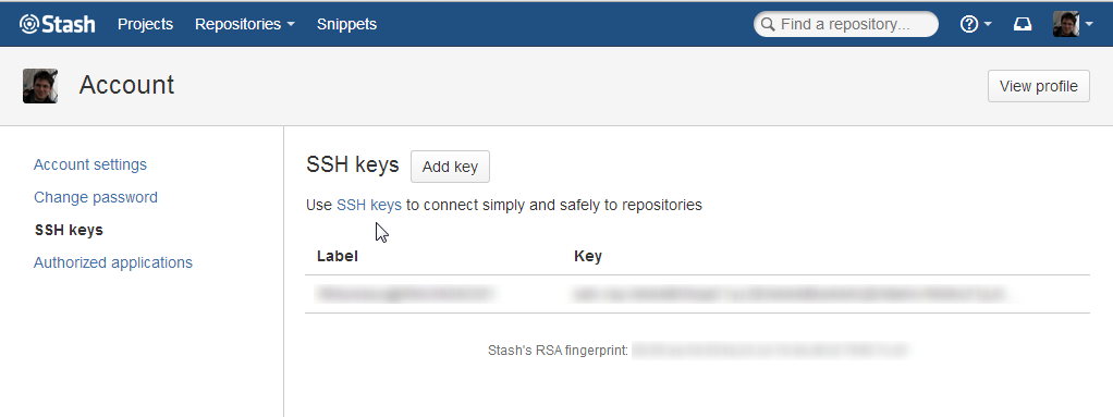Add keys to Stash